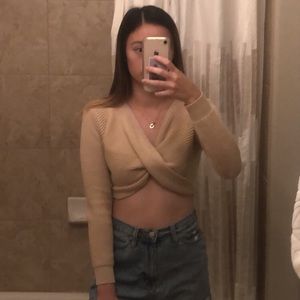 tan cropped sweater